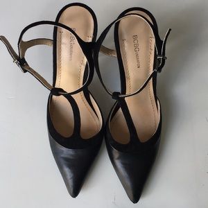 BCBG Generation Black Strappy Pumps